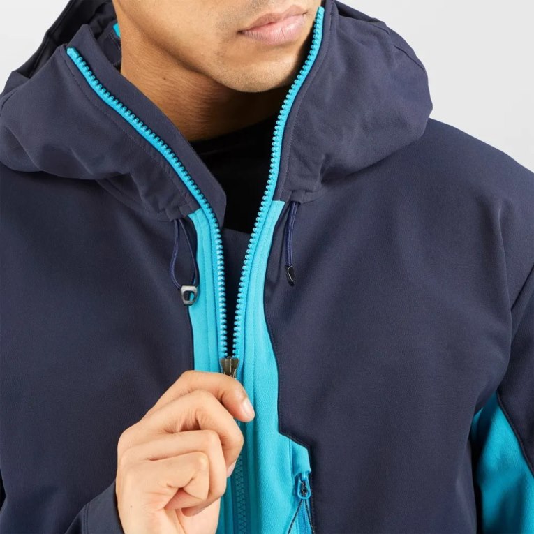 Navy / Turquoise Salomon Outpeak Softshell Full Zip Men's Jackets | PH 29046D